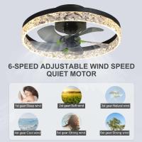 Ventiladores Led inteligentes modernos, candelabro para dormitorio, sala estar, ventilador Invisible acrílico nórdico,ventilador de techo con luz - details 4