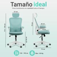 Silla de Oficina Ajustable y Reclinable Soporte Lumbar, Reposacabezas Ajustable, Plegable, Transpirable, Ruedas Giratorias 360° Soporta hasta 120kg - details 1