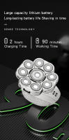 Hombres cabeza calva Afeitadora eléctrica 9 cuchillas flotantes 6 In1 cabezas barba oído nariz pelo trimmer Clipper facial Cepillos recargable Maquinillas de afeitar - details 5
