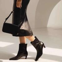 Western de cuero genuino ODM con punta cuadrada y botines Chelsea para mujer - details 3