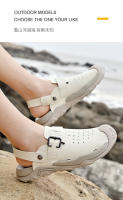 Verano dos usan zapatillas de playa, sandalias deportivas al aire libre y zapatos de montañismo. - details 17