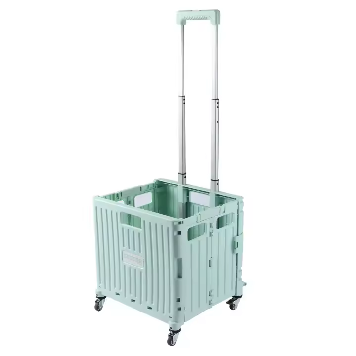 Carro plegable plástico del carrito del supermercado de las cuatro ruedas del nuevo estilo de Corea con la capacidad de carga 50KG - 1