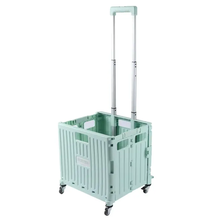 Carro plegable plástico del carrito del supermercado de las cuatro ruedas del nuevo estilo de Corea con la capacidad de carga 50KG - 1