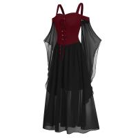 Vestido De Mujer Talla Grande Hombros Descubiertos Con Alas De Mariposa Estilo Gótico Para Halloween Vestido Elegante De Cintura Media Polyester - details 21