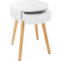 2X Mesitas de Noche Mesa de Centro con Cajón, con Patas, Madera MDF Blanco 38x38x48cm TS51ws-2 - details 1
