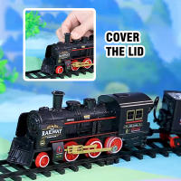 Tren de vapor clásico vintage, tren eléctrico de batería, locomotora de ferrocarril, juguetes de tren con rociador de agua, luz y sonido - details 2