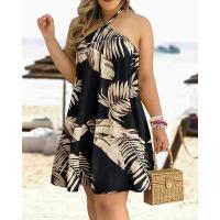 Vestido halter con estampado tropical, espalda descubierta, estilo vacacional para primavera y verano, ropa de mujer. - details 4