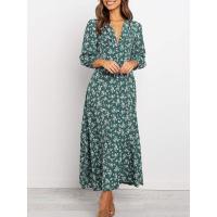 Vestido Vintage Elegante Verde 2025 para Mujer Manga Larga Estampado Floral Línea A Primavera/Verano - details 3