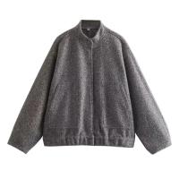 Chaqueta Bomber de manga larga con bolsillos y botones, abrigo liso - details 3