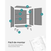 Archivador de Oficina, Armario Multifuncional, 2 Puertas, con Cerradura, Almacenamiento de Acero, para Sala de Estar, Gris Mate OMC013G01 - details 17