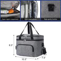 Bolsa de almuerzo con doble aislamiento, fiambrera térmica portátil de capa, bolsa aislante térmica impermeable para Picnic con correa ajustable - details 10