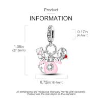 Encanto de Comunicación de Amor en Plata de Ley 925 Cuentas de Circonio Cúbico para Hacer Joyería - details 1