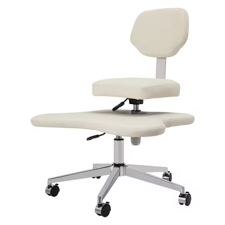 Silla de meditación para oficina y hogar, silla de escritorio flexible, silla sacra con soporte lumbar y taburete ajustable, diseño ergonómico para múltiples posiciones de asiento (blanco marfil) - 1