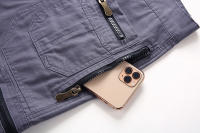Summer men's cotton multi-pocket solid color 7-point Library, casual sports shorts - details 21