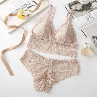Conjunto de ropa interior para mujer, conjunto de sujetador sin aros sin costuras, conjunto de sujetador y bragas calados, ropa interior bordada, lencería para mujer - details 8