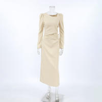 Vestido largo elegante de invierno con manga de viajero, nuevo estilo francés, traje de extremo para mujer - details 15