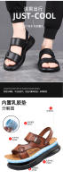 Sandalias de hombre zapatos de playa de piel de vaca de primera capa de moda sandalias de cuero de conducción casual para hombre extra grandes - details 4