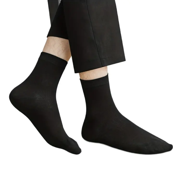 5 pares de calcetines casuales negros para hombres, suaves y transpirables - ¡Perfectos para la primavera y el verano! - 1