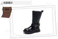 Botas con cremallera lateral para niñas, zapatos informales versátiles para pasarela, antideslizantes, color negro brillante, 2024 - details 6