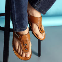 Sandalias para hombre para interiores y exteriores, chanclas de playa, informales, de cuero, sin cordones, dos usos, pantuflas atléticas, suaves,Adecuado para verano, viajes al aire libre. - details 3