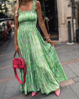 Vestido estampado de alta gama, estilo puro lujuria, falda con tirantes florales retro - details 24