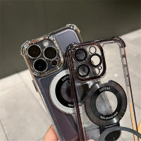 Soporte de Montaje de Choque Magnético Funda Clara Magsafe para iPhone 15, 16, 14, 13, 12, 11 Pro Max Fundas para Móviles de Plateado de Lujo - details 5