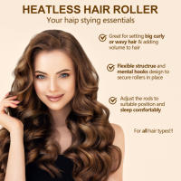Durante la noche con gancho, plancha elástica satinada sin calentar, una herramienta de rizado multifuncional adecuada para todo tipo de cabello - rosa - details 2