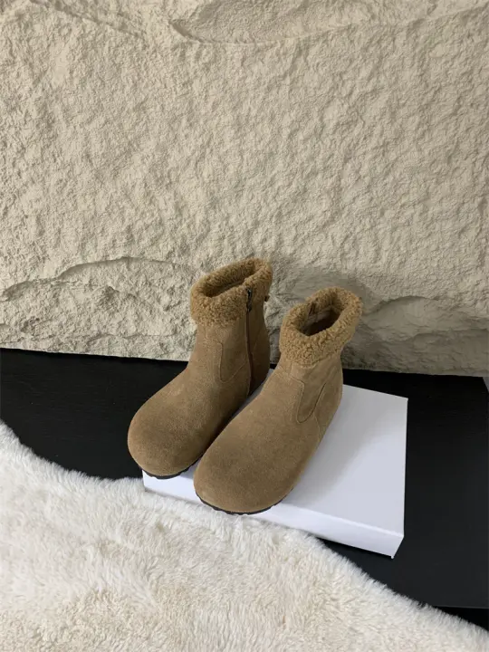 Nuevas botas cortas de lana de cordero retro, botas de nieve cálidas de felpa - 1