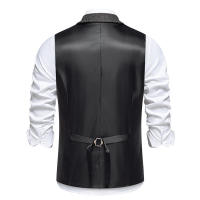 Chaleco de Tweed Grueso de Moda Retro para Hombres Chaleco de Fiesta de Ocio Casual Británico con Múltiples Bolsillos - details 3
