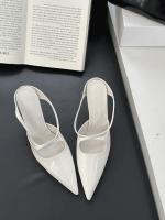 Bolsa de tacón fino de charol puntiagudo cabeza media zapatillas mujer desgaste nueva plata tacón alto medio Toller zapatos individuales - details 19