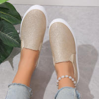 Mocasines de lentejuelas doradas brillantes para mujer, zapatillas de plataforma sin cordones de cuero Pu, zapatos planos antideslizantes informales para mujer, Otoño, 2024 - details 6