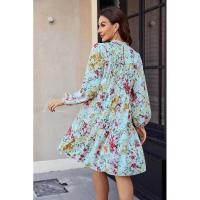 Vestido de manga larga para mujer, falda de pastel floral informal elegante para moda joven nueva - details 7