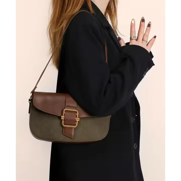 Bolso de hombro pequeño para mujer, bolso de mano de gamuza, bolso de mano moderno para axila, bolso cruzado con 2 correas - 1