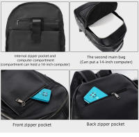 Mochila de piel auténtica 100% para hombre, mochila para portátil de 14 pulgadas, vintage, a la moda - details 8