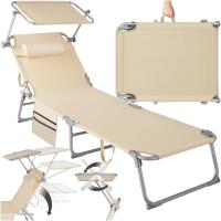 Tumbona Jardín Exterior de Acero, Tumbona Plegable con Reposacabezas, Parasol y Bolsillo Lateral, Tumbona Playa Reclinable 6 Posiciones, Tumbona Piscina Resistente a Intemperie - Gris - details 8