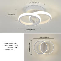 Plafón de Techo LED Redondo Blanco 22W GOECO, Luz Blanca 6500K, Aluminio,  25x17x9 cm - details 11