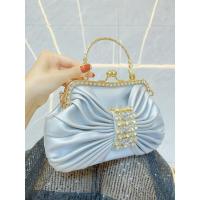 Nuevo Kelly francés brillante hecho a mano para banquete con incrustaciones de diamantes, bolso de cena con lazo, bandolera de hombro. - details 8