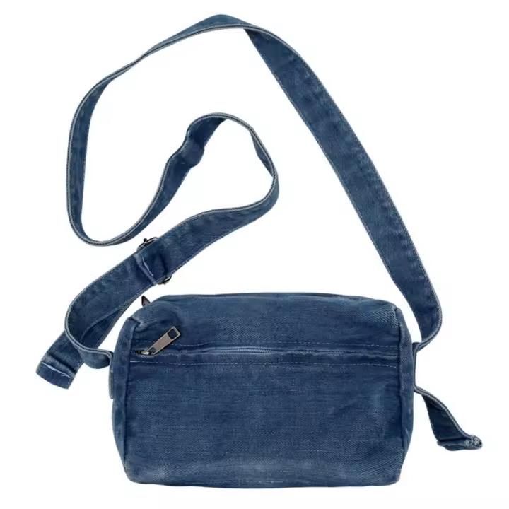 Bolso de lona vaquero Y2K portátil, bolso Vintage de gran capacidad estilo callejero, bolso de compras, bolso cruzado sólido de Color sólido para estudiantes - 1