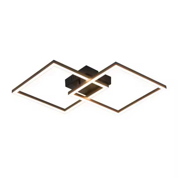 CBJKTX Lámpara de techo LED para dormitorio, lámpara de techo de 24W para sala de estar, cuadrado negro moderno blanco cálido - 1