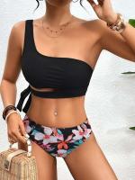 Conjunto de bikini de un hombro, trajes de baño, trajes de baño, ropa de playa sexy 2025 con relleno suave para mujer - details 15