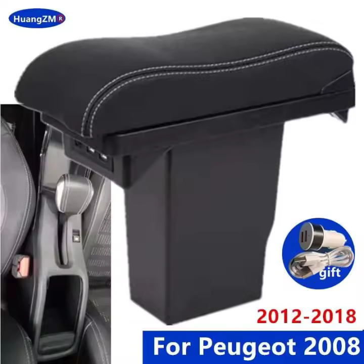 Adecuado para Peugeot 2008 reposabrazos 2012-2018 CA carga USB piezas de modificación automática accesorios de coche detalles internos - 1