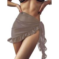 Traje de baño Coverups Mujeres Volantes Dobladillo Sarong Playa Bikini Wrap Sheer Falda Corta Bufanda de Gasa para Traje de Baño - details 11