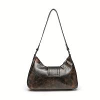 Bolso Cruzado Retro Vintage Y2K Bolso de Mano Ajustable con Cierre de Cremallera, Estichado Acolchado, Marrón Profundo/Negro, Hecho a Mano de Guangzhou - details 2
