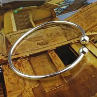 Pulsera de mano abierta de acero inoxidable para mujer, brazalete sencillo de cuentas, plateado, - details 7