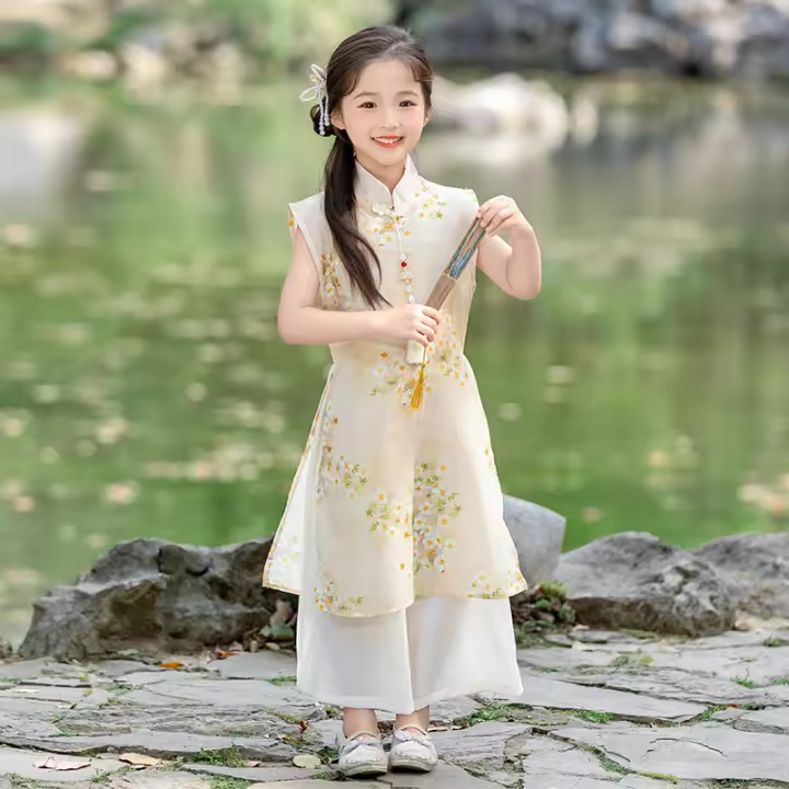 Conjunto Hanfu nacional para niños, Tang de verano para niños, nuevo estilo chino, Cheongsam para niñas y vestido de actuación para hermanos - 1