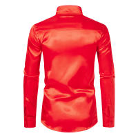 Camisa de vestir de satén de lujo para hombre, esmoquin liso de seda a la moda, informal, para boda, fiesta, graduación y oficina - details 26
