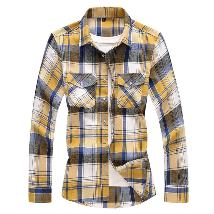 Camisas informales a cuadros para hombre, camisas clásicas de manga larga, camisas de vestir a la moda, 7XL, otoño - 1