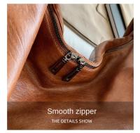 Bolsos de hombro grandes negros para mujer, bolso de compras grande, bolso cruzado de cuero suave de calidad de Color sólido, bolso de mano de viaje para mujer - details 6