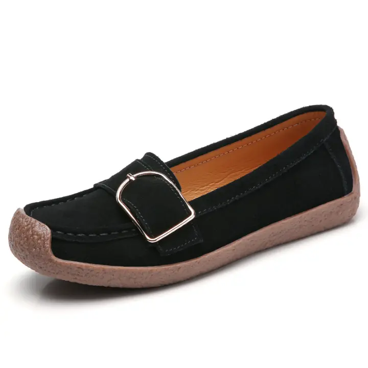 Mocasines informales para mujer, zapatos planos sin cordones, cómodos, ligeros, de cuero de ante - 1