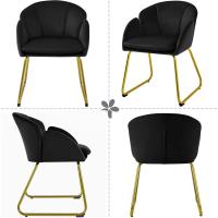 Terciopelo Sillon para Dormitorio Silla para Comedor Cocina Pata Metal Silla Sala de Estar Rosa Claro - details 16